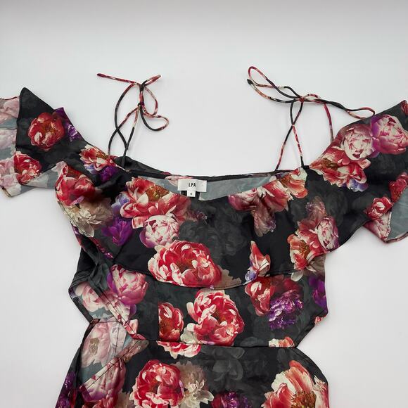 LPA | Dark Floral Romantic Silk Maxi Slip Dress S - Picture 6 of 16
